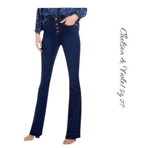 Chelsea & Violet Flare Leg Blue Jeans 27 Exposed Button NWT